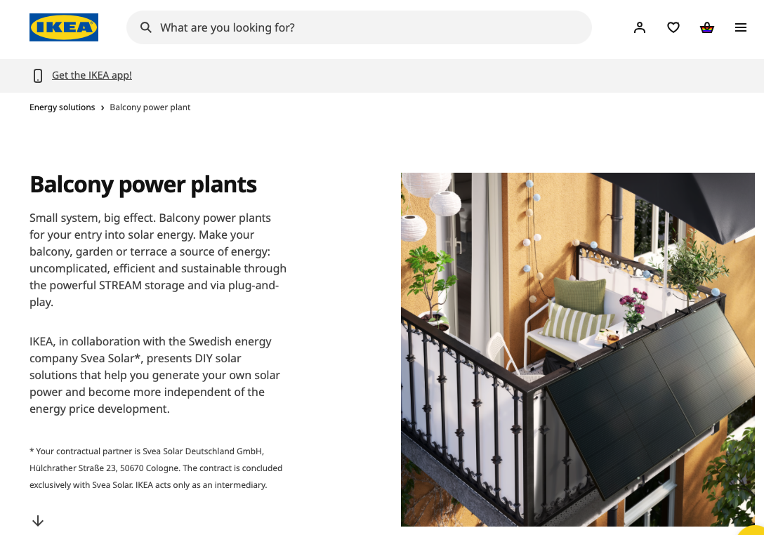 Balcony Solar and storage at Ikea Germany